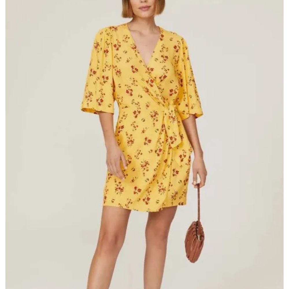 Thakoon Collective Yellow Floral Wrap Dress - size 6